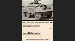 W2-USWB03 : CP Patriotique USA "Auto-mitrailleuse M20 - BONS D'ARMEMENT FORD 1942/45"