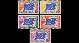 CE10-NF (Y&T 17/21) : 1958-59 - TP de service du Conseil de l'Europe