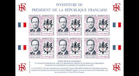 PRES12-17FND : Feuillet 12 vignettes "Présidentielle 2012 - Investiture Président HOLLANDE"