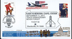WT11-8 : 2011 - FDC USA-FRANCE "10 ans 11 Septembre - Shankville / 1er Jour Pompiers"
