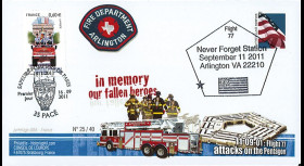 WT11-10 : 2011 - FDC USA-FRANCE "10 ans 11 Septembre - Arlington / 1er Jour Pompiers"