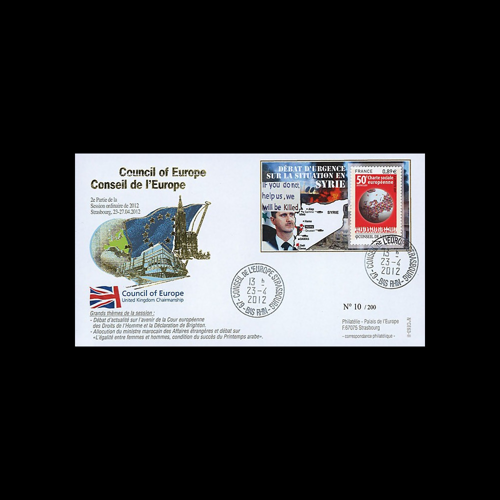 CE63-II : 2012 - FDC Conseil Europe "Débat sur la Situation en Syrie - M. Bachar AL ASSAD"