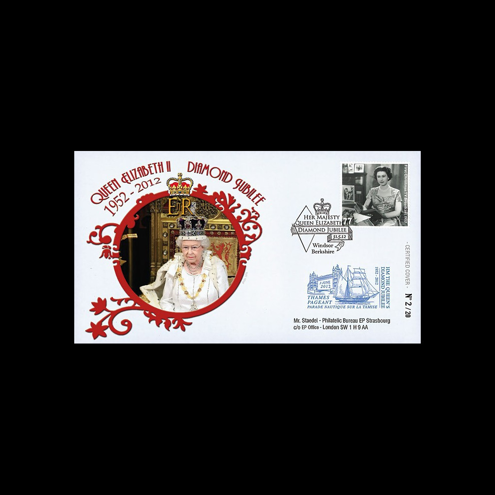 JUB12-4 : 2011 - FDC GB "Jubilé de Diamant de la Reine Elizabeth II" - Windsor