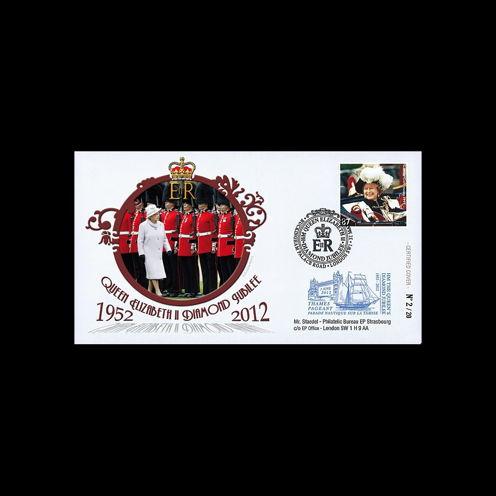 JUB12-5 : 2011 - FDC GB "Jubilé de Diamant de la Reine Elizabeth II" - Buckingham Palace