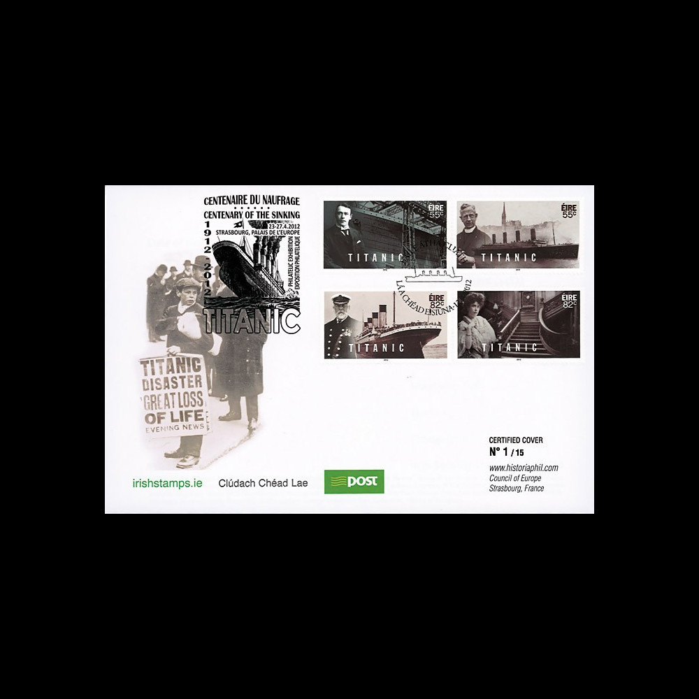 TITA12-EIRE : 2012 - IRLANDE FDC 1er Jour "1912-2012 TITA12-EIRE : 2012 - IRLANDE FDC 1er Jour "1912-2012