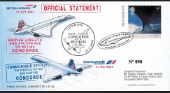CO03-RET : 2003 - Pli spécial GDE-BRETAGNE "Annonce officielle du retrait de Concorde"