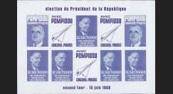PRES69-VI-ND : 1969 - Vignettes non-dentelées "Poher-Pompidou / Concorde" - violet