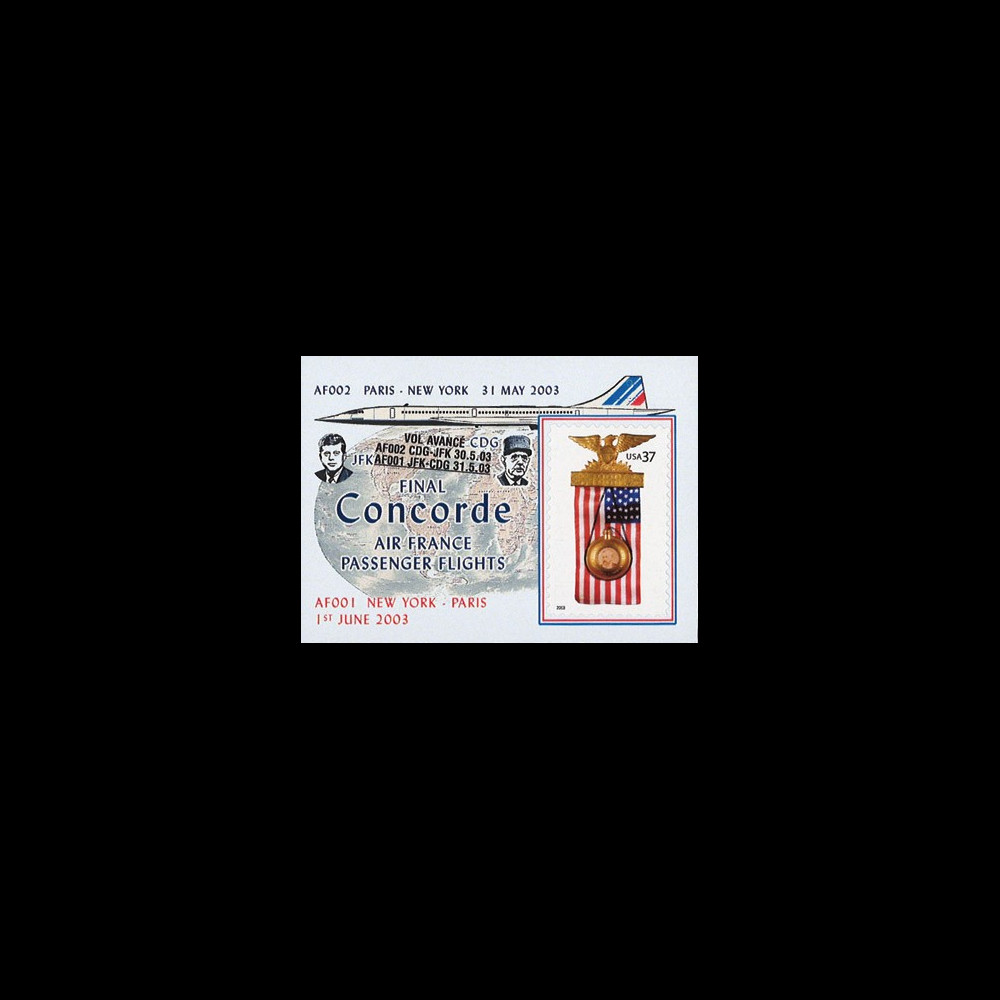 CO-RETV3N5 : 2003 - USA porte-timbre "Dernier vol commercial Concorde Air France"