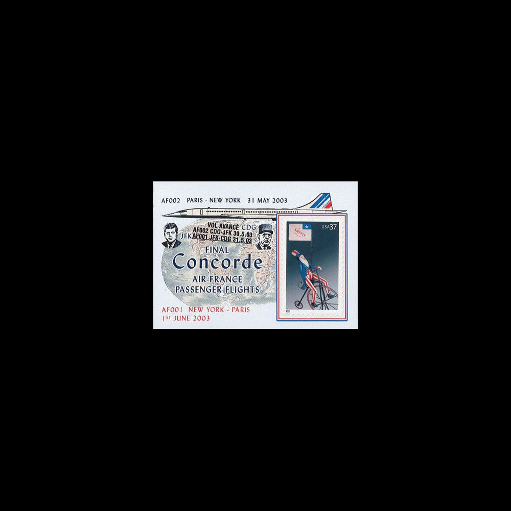 CO-RETV3N6 : 2003 - USA porte-timbre "Dernier vol commercial Concorde Air France"