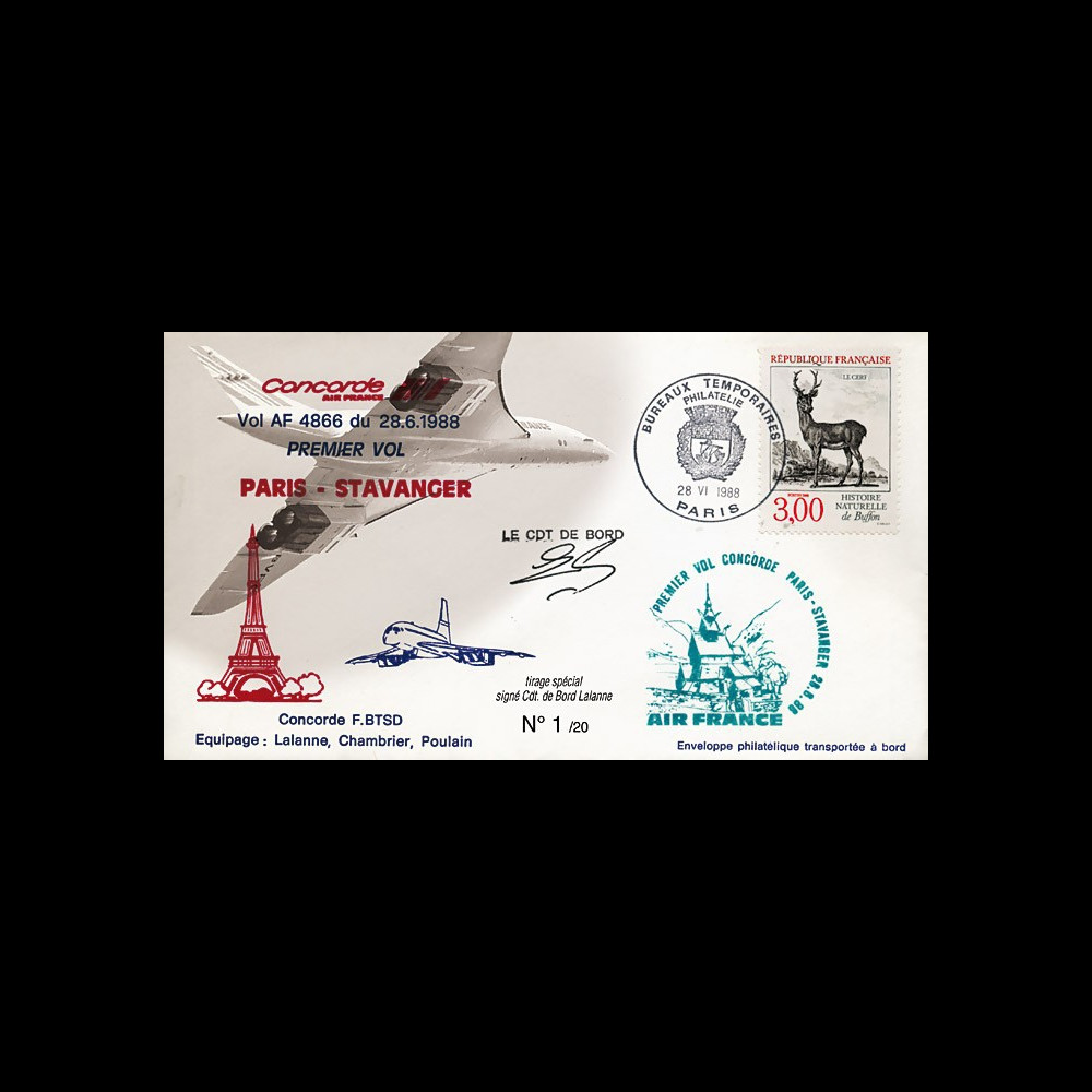 CO88-6STAVD1 : Pli voyagé Concorde F-BTSD "1er vol AF 4866 Paris-Stavanger