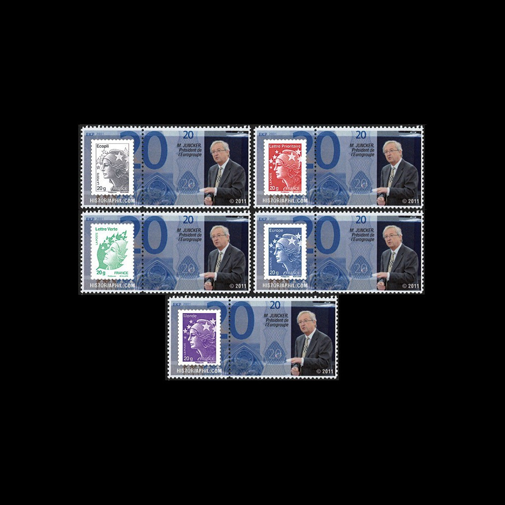 PE609-PT1-5 : 2011 - 5 porte-timbre "Parlement eur. : M. Juncker PE609-PT1-5 : 2011 - 5 porte-timbre "Parlement eur. : M. Juncker