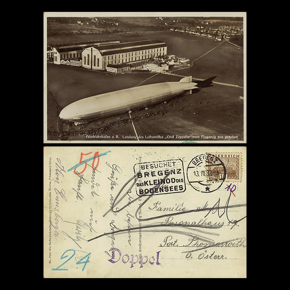 LZ127-061 : 1932 - CP ALLEMAGNE "Atterrissage du Graf Zeppelin LZ127 à Friedrichshafen"