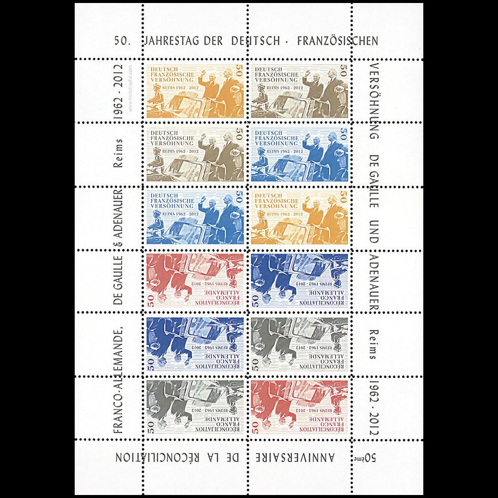DG12-3FD : 2012 - Feuillet "50 ans Réconciliation franco-allemande