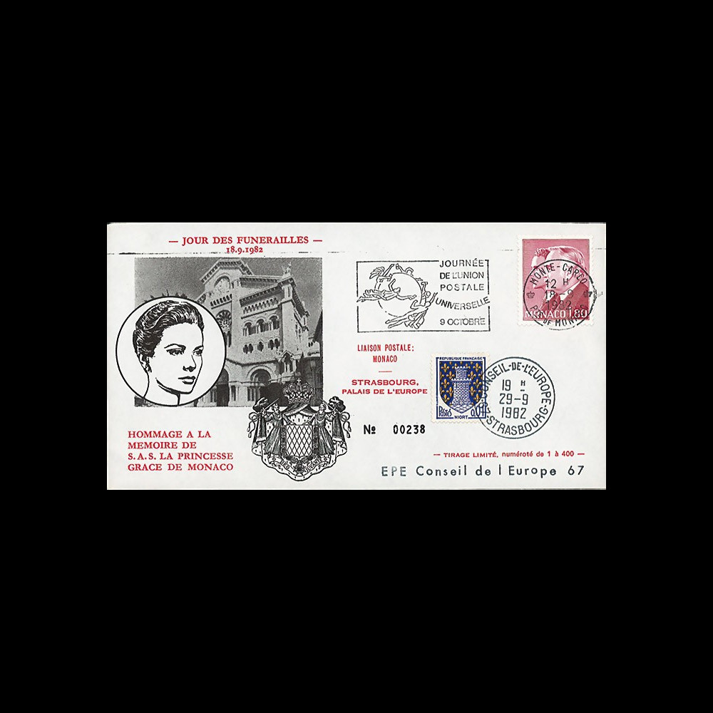 MC82-GRA1 : MONACO Pli “Funérailles de la Princesse Grace de Monaco le 18.09.1982”