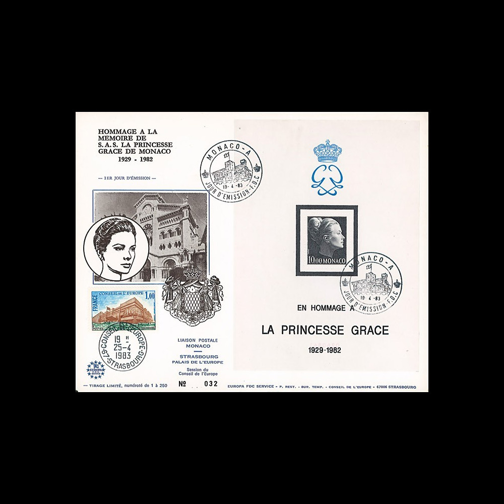 MC83-GRA1 : MONACO Maxi-FDC “Hommage à la Princesse Grace de Monaco