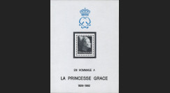 MC83-GRA1B : MONACO Bloc timbre de deuil 10F noir “Hommage à la Princesse Grace”