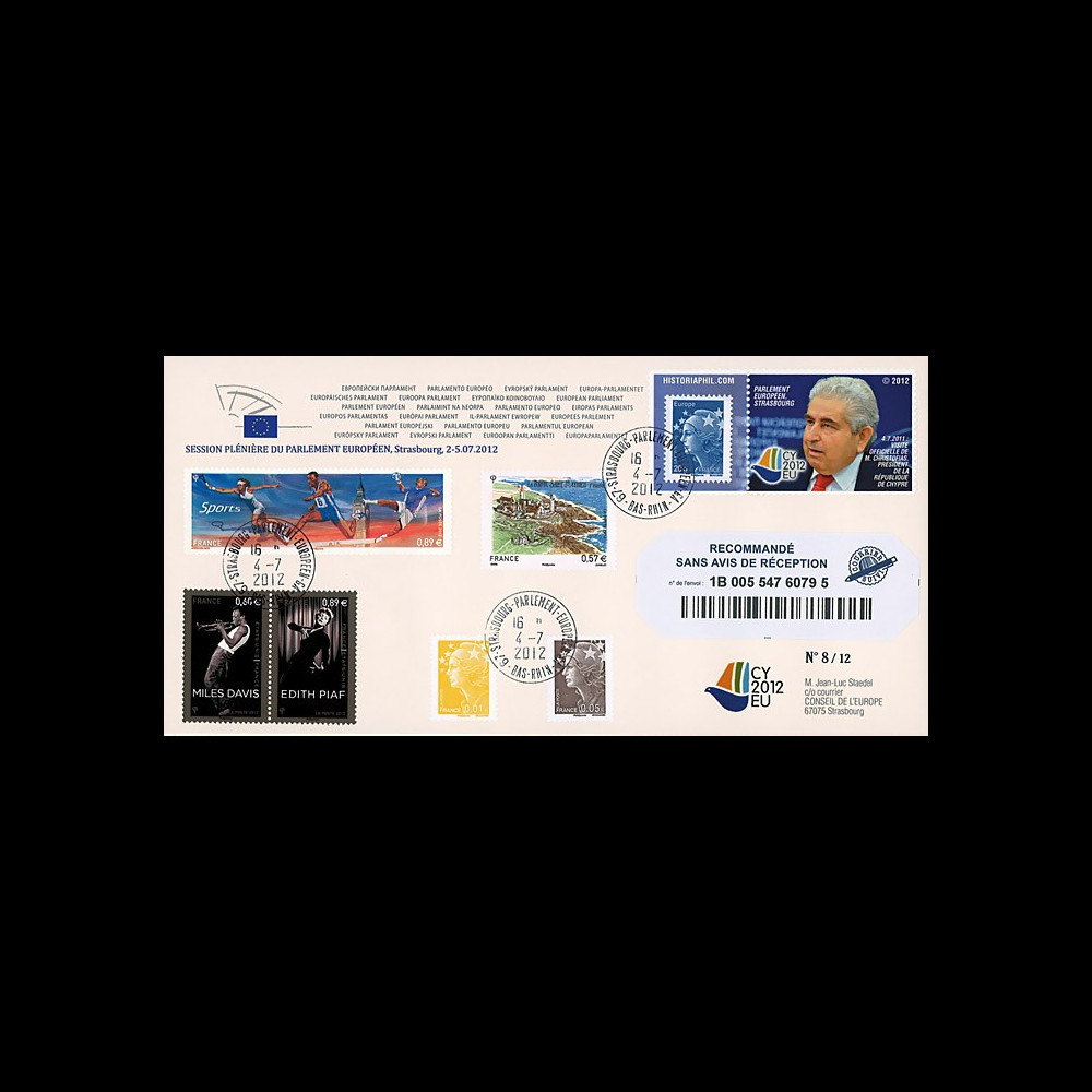 PE622a : 2012 - FDC RECO Parlement européen "Visite M. CHRISTOFIAS