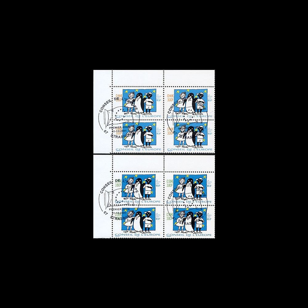 CE52-PJ4 : 2001 - Timbres de service du Conseil de l'Europe en bloc de 4