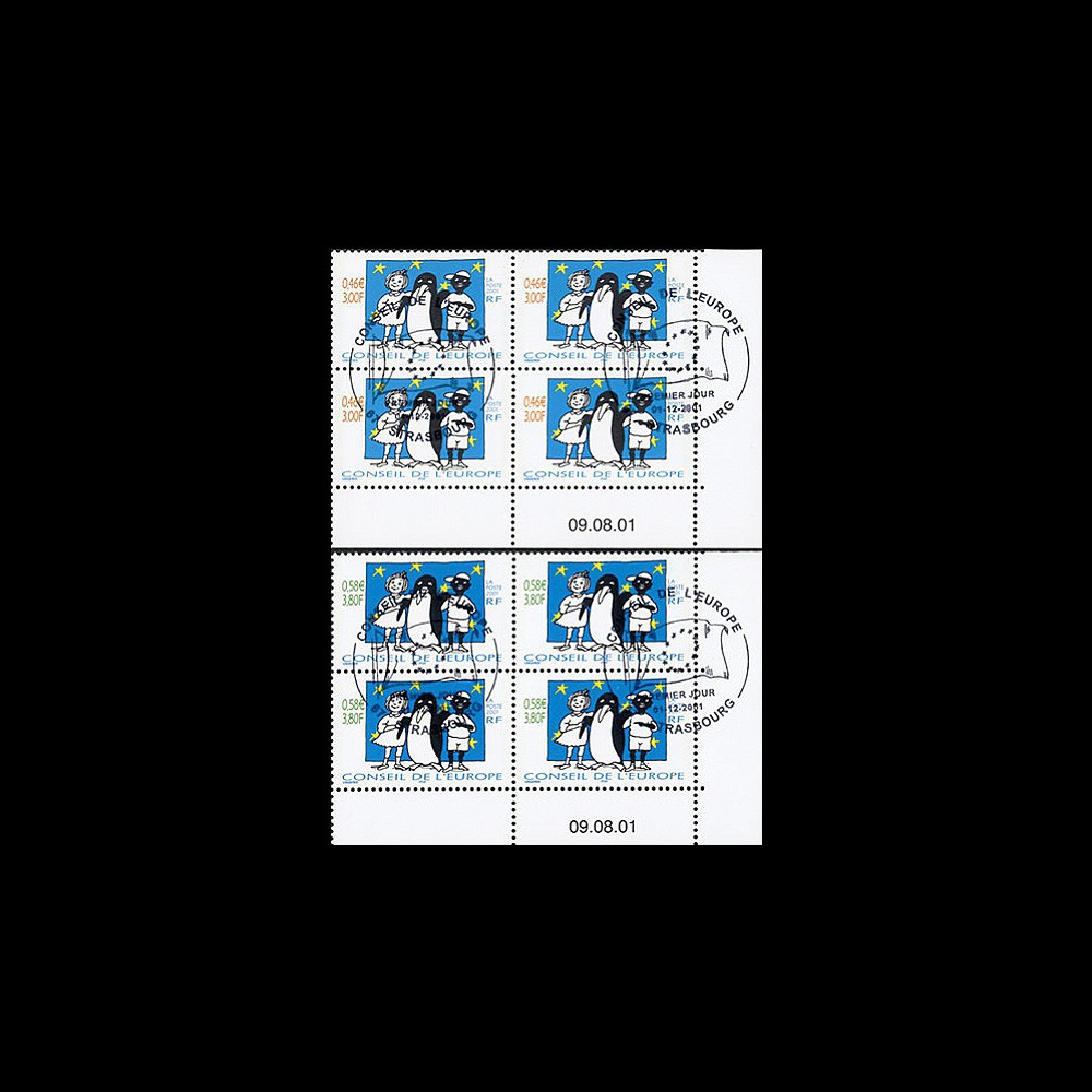 CE52-PJ4CD : 2001 - Timbres de service Conseil de l'Europe en bloc de 4