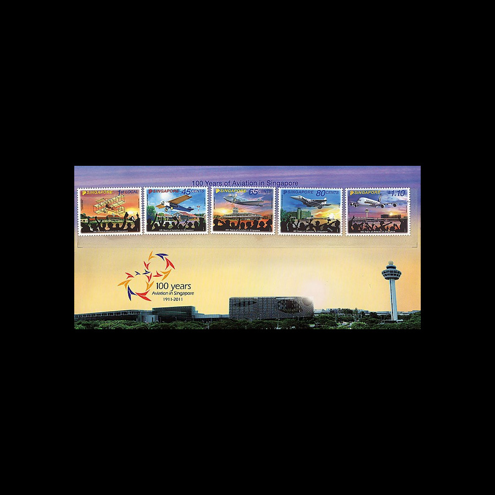 A380-178N : 2011 - Série 5 valeurs SINGAPOUR "Centenaire de l'Aviation à Singapour - Airbus A380"