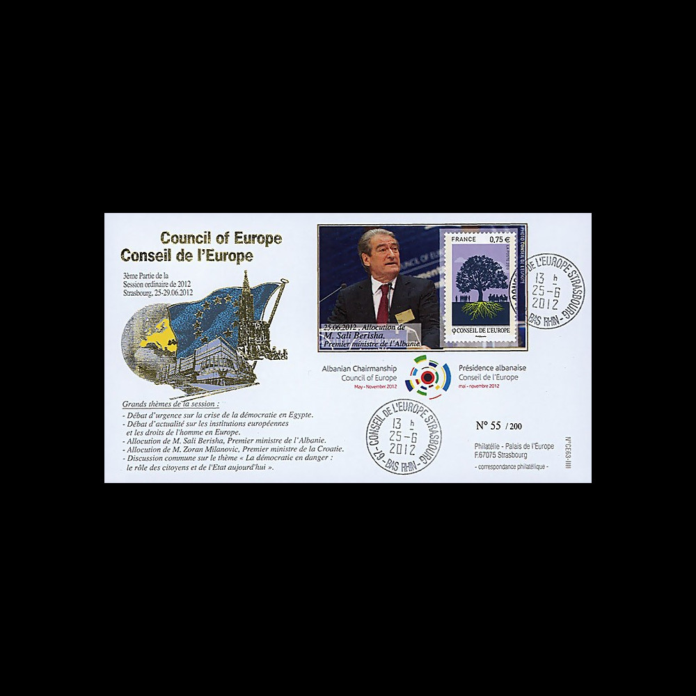 CE63-III : 2012 - FDC Conseil Europe "Visite de M. BERISHA