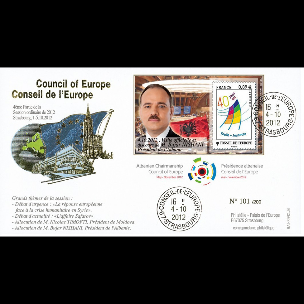 CE63-IVB : 2012 - FDC Conseil Europe "Visite de M. NISHANI