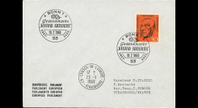 AL68-AD2EO : 1968 - Enveloppe à entête PE - 1er Jour Allemagne 30Pf K. Adenauer