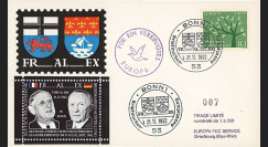 AL38 : 1962 - FDC Expo franco-allde FRALEX 1962 Bonn / Visite officielle du Pdt de Gaulle