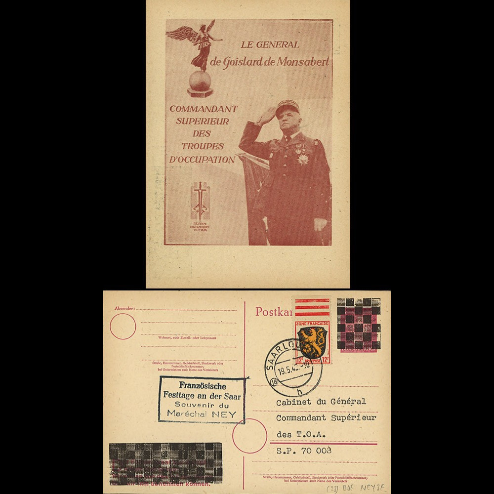 NEY46-3F : 1946 - France Entier postal de Goislard de Monsabert - 6Pf rose Hitler en cage