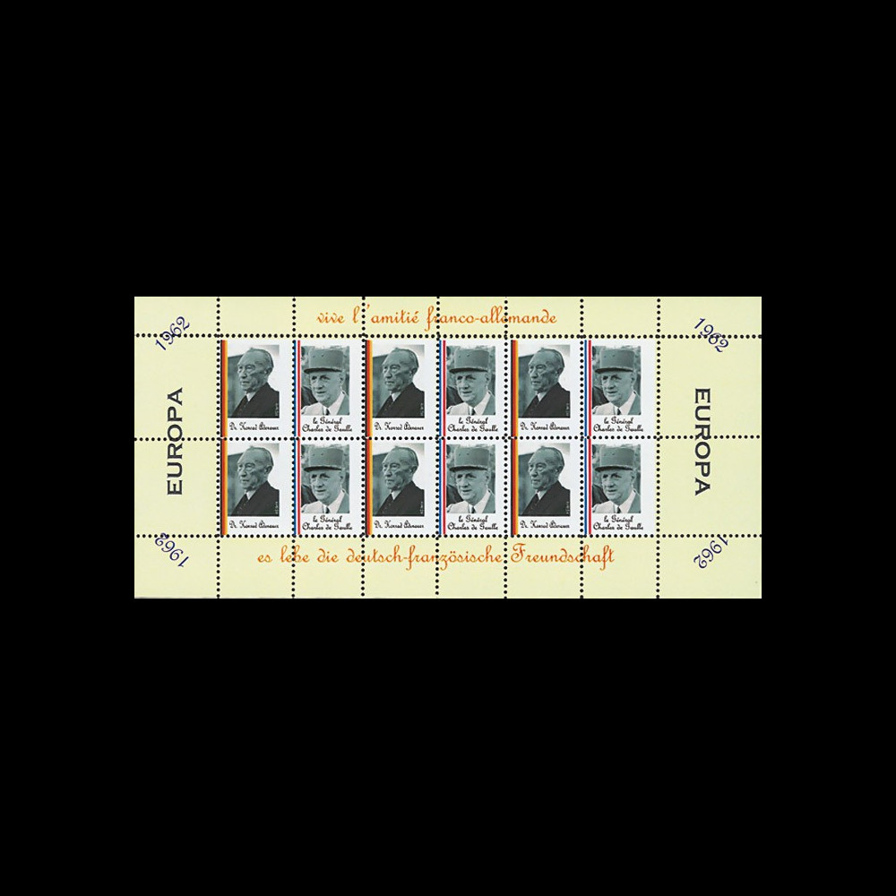 FRAL-2FD : 1962 - Feuillet EUROPA Vive l’amitié franco-allemande / de Gaulle et Adenauer