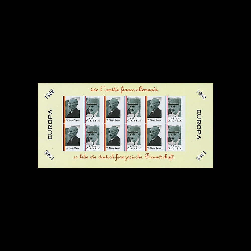 FRAL-2FND : 1962 Feuillet EUROPA Vive l’amitié franco-allemande / de Gaulle et Adenauer