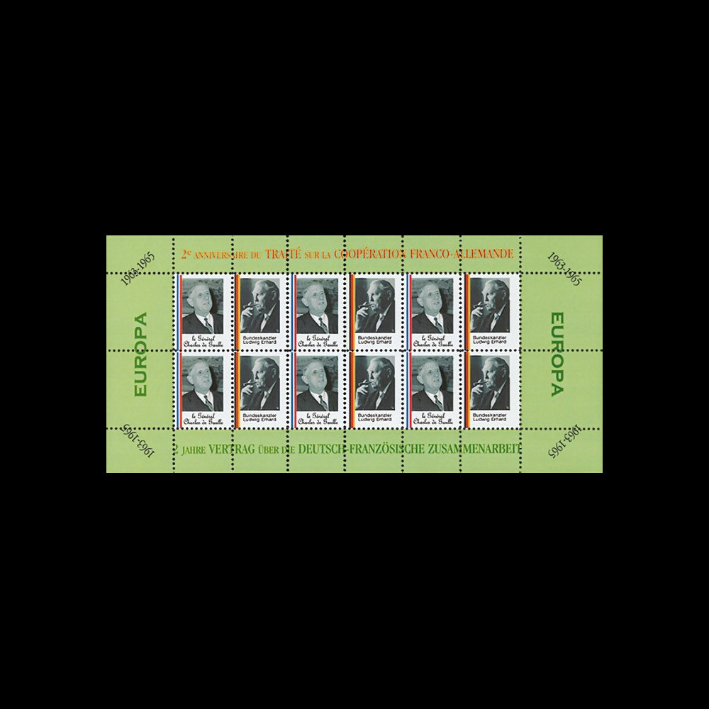 FRAL-5FD : 1965 - Feuillet EUROPA - 2e anniv. Traité franco-alld / de Gaulle et Adenauer