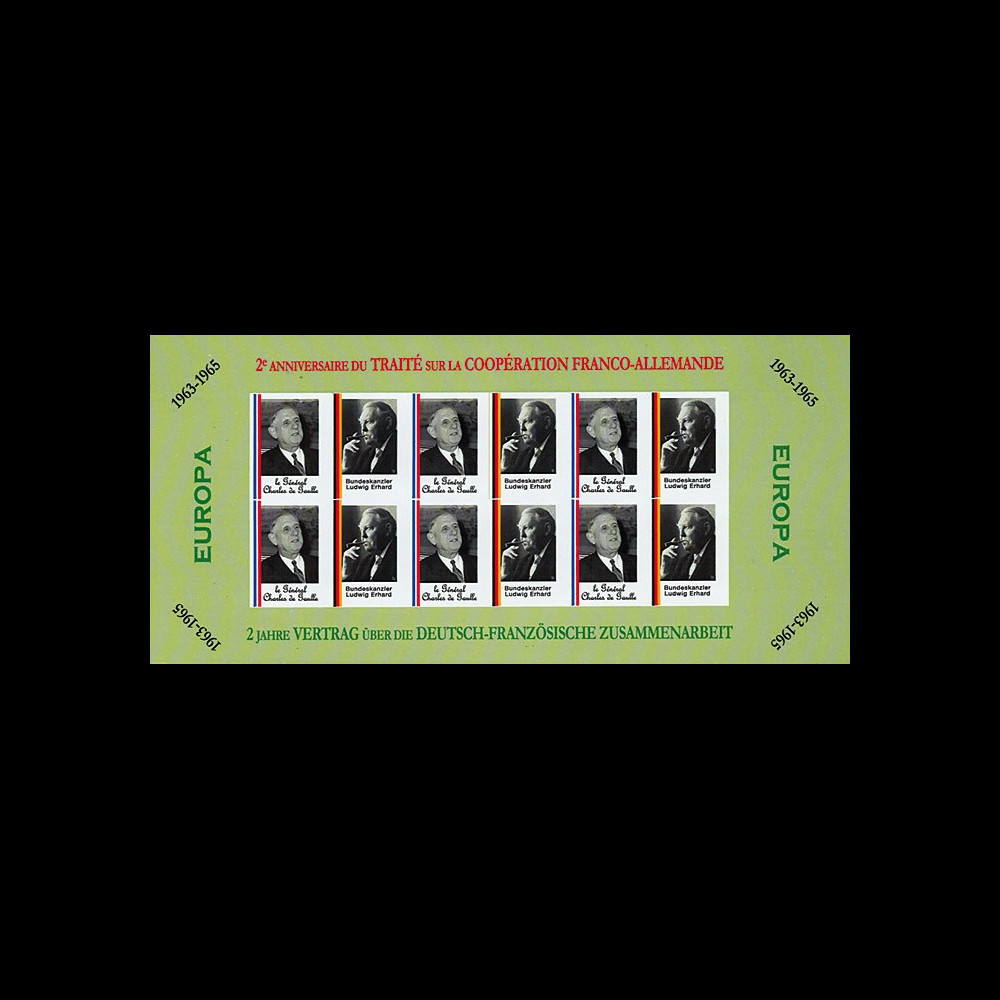 FRAL-5FND : 1965 - Feuillet EUROPA - 2e anniv. Traité franco-alld / de Gaulle et Adenauer