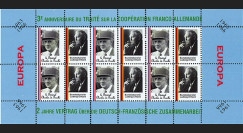 FRAL-6FD : 1966 - Feuillet EUROPA - 3e anniv. Traité franco-alld / de Gaulle et Adenauer