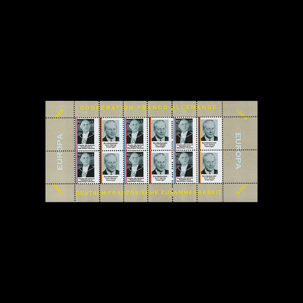 FRAL-8FD : 1968 - Feuillet EUROPA Coopération franco-allemande / de Gaulle et Kiesinger