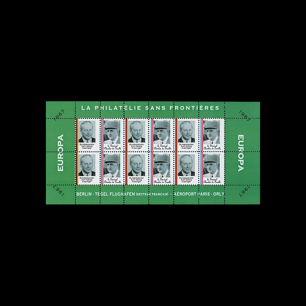 FRAL-9FD : 1967 - Feuillet EUROPA - La philatélie sans frontières / de Gaulle et Kiesinger