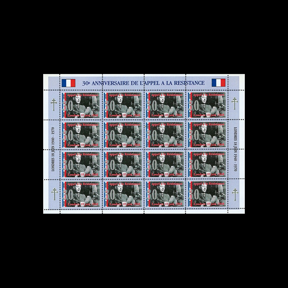 FRAL-14FD : 1970 - Feuillet DE GAULLE - 30e anniversaire de l'Appel à la Résistance 1940 FRAL-14FD : 1970 - Feuillet DE GAULLE - 30e anniversaire de l'Appel à la Résistance 1940