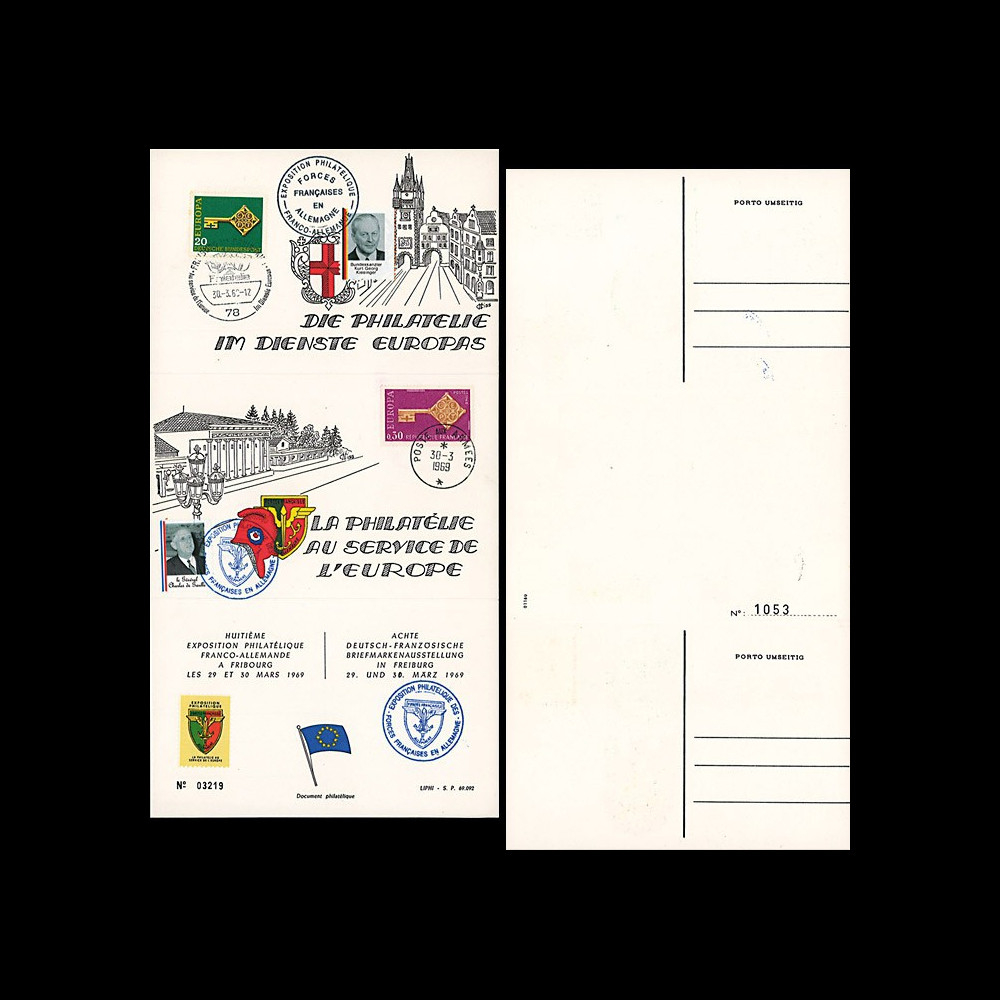 FRAL-11 : 1969 - Triptyque Fribourg EUROPA - Exposition FFA / de Gaulle et Kiesinger