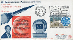 CE26E : 1974 - FDC 25 ans Conseil de l'Europe - Apollo XVI - drapeau de l'Europe sur la Lune