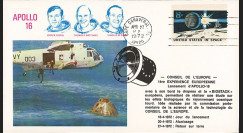 APOLLO-16C : 1972 - FDC Mission Apollo XVI - drapeau de l'Europe à son bord - Biostack