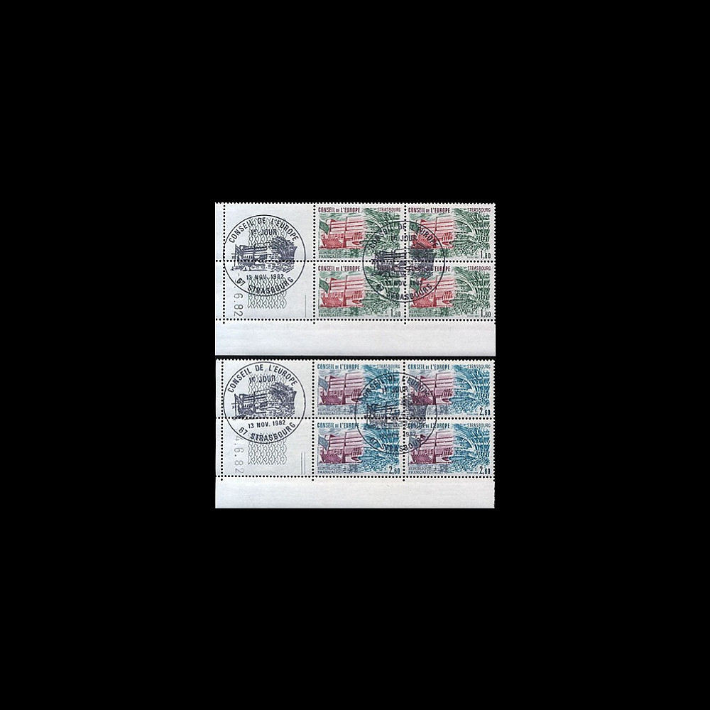 CE33-PJ4CD : 1982 - Timbres de service Conseil de l'Europe en bloc de 4