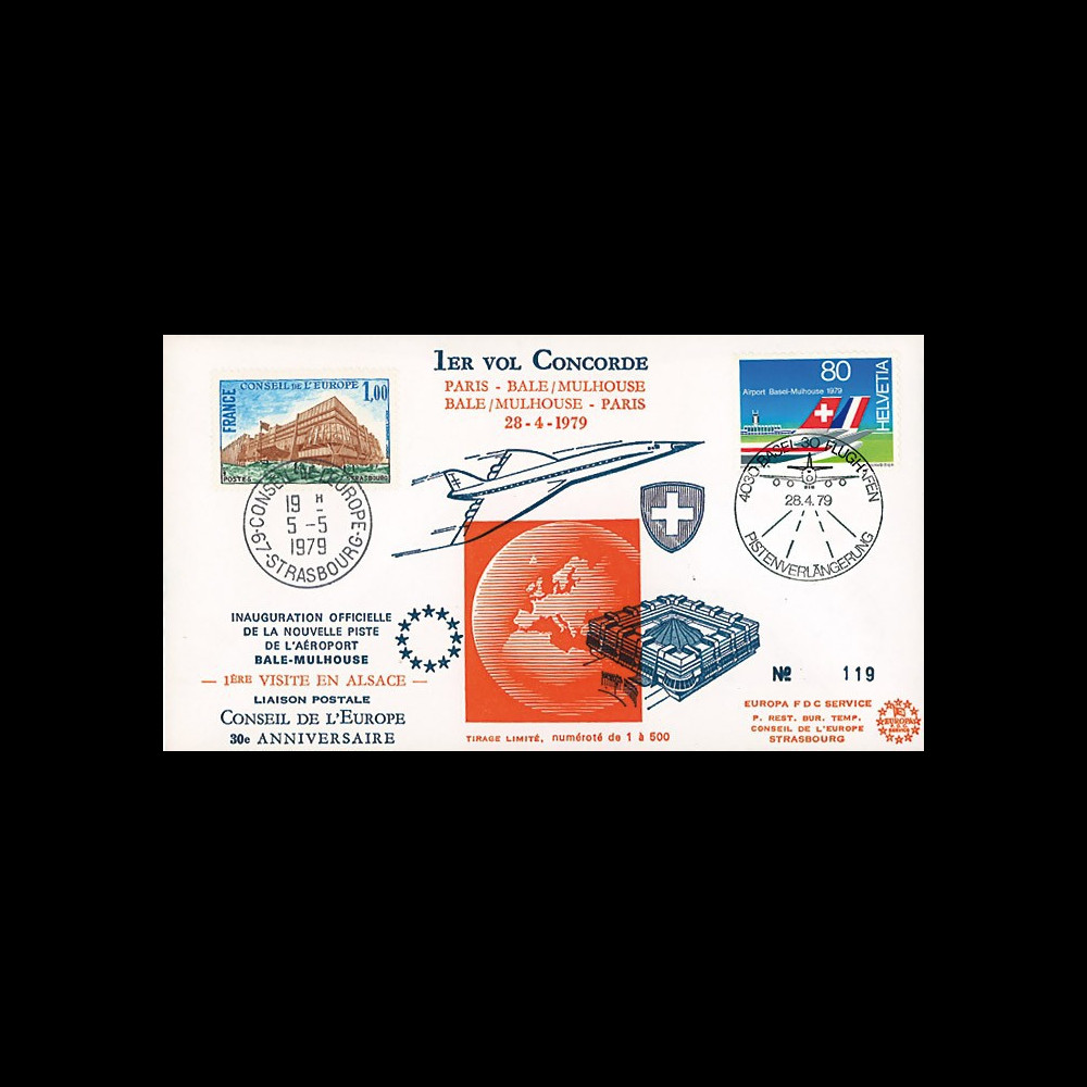 COAF79-4-28 : 1979 - FFC 1er vol Concorde Air France Paris - Bâle-Mulhouse - Paris