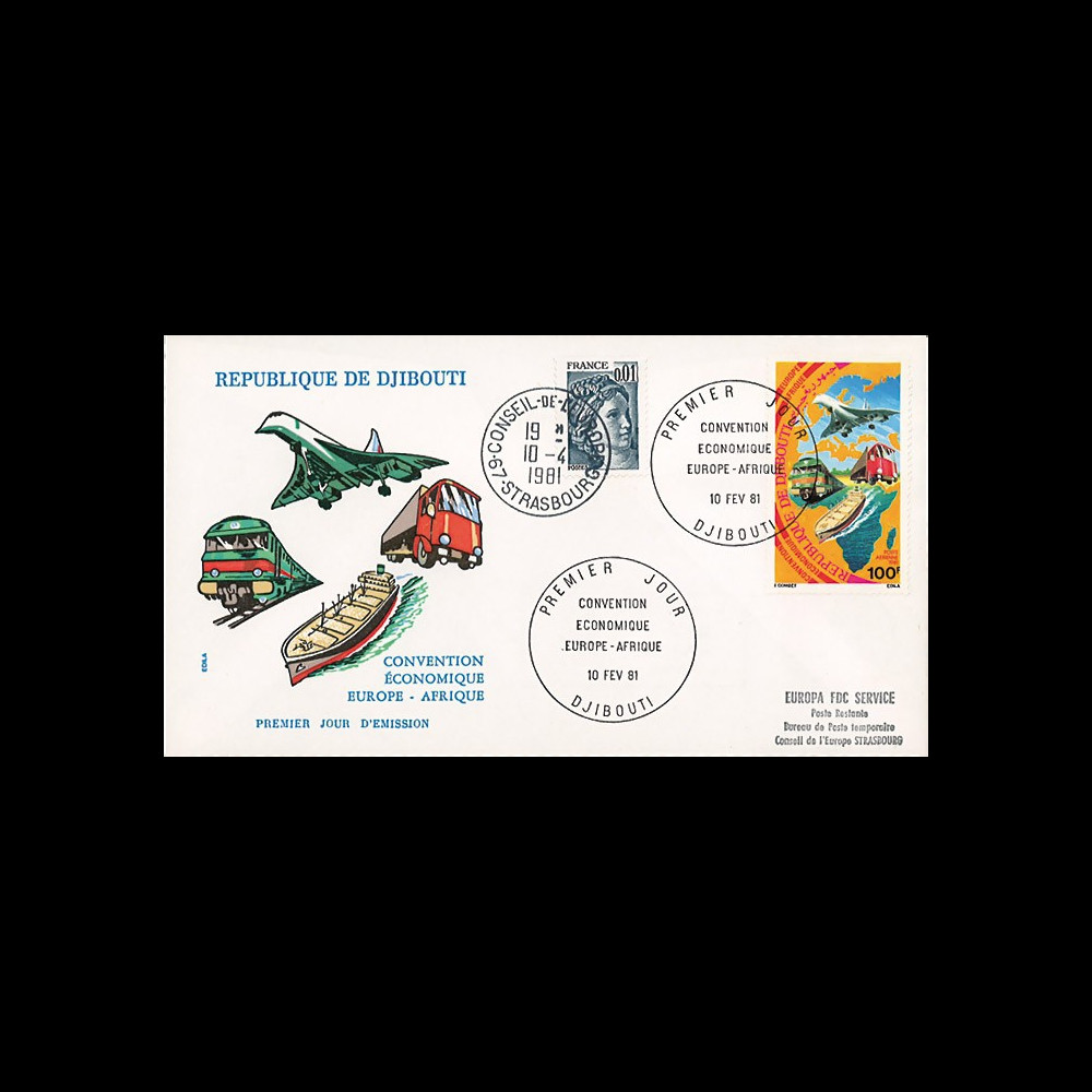 CO-DJI81EA : 1981 Pli 1er Jour Concorde & transports / Convention Eco. Europe - Afrique