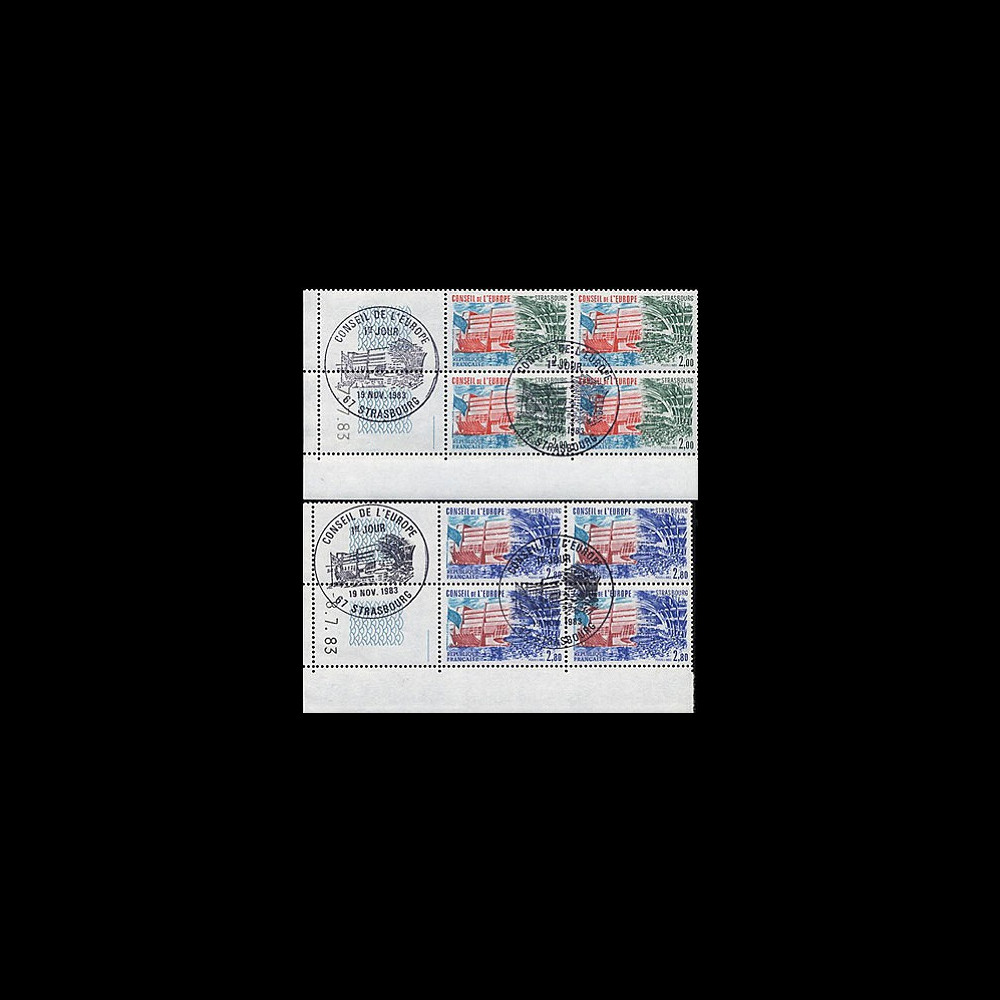 CE34-PJ4CD : 1983 - Timbres de service Conseil de l'Europe en bloc de 4