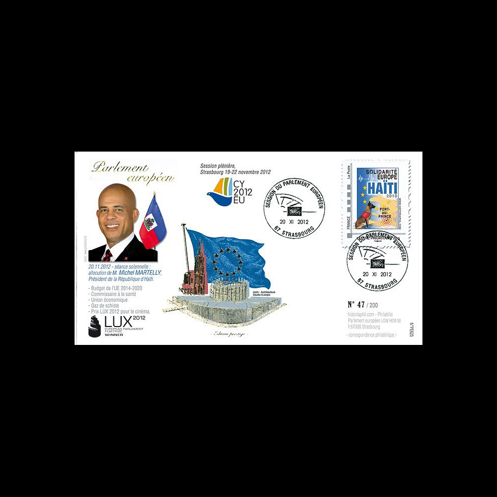 PE625 : 2012 - FDC Parlement européen "Discours de M. Martelly
