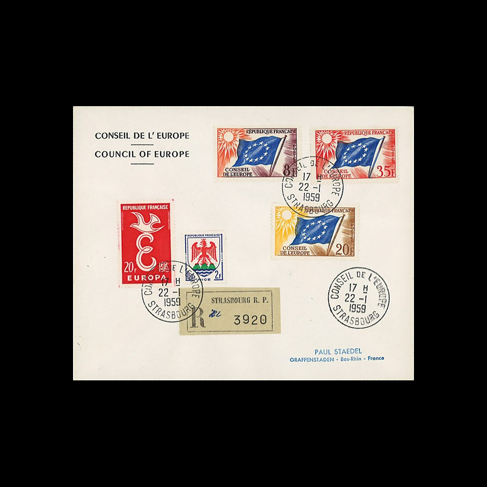 CE10-PJ2-4R : Env. RECO Conseil de l'Europe "Affranchissement provisoire" 22.01.1959