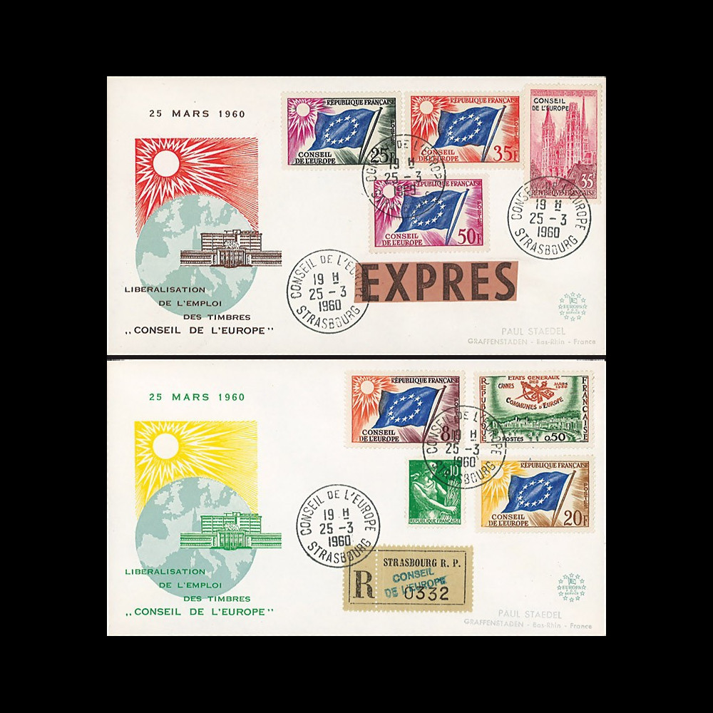 RD10 : 2 env. Exprès et RECO CE "Libéralisation de l'emploi des TP de service" 25.03.1960