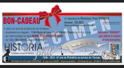 BON-CADEAU20 : Chèque-cadeau de 20€ à valoir sur la boutique www.HISTORIAPHIL.com