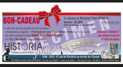 BON-CADEAU30 : Chèque-cadeau de 30€ à valoir sur la boutique www.HISTORIAPHIL.com