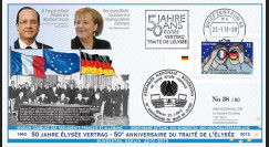 PE630T1 : 2013 - FDC liaison Saarbrücken-Berlin “50 ans Traité Elysée - Hollande / Merkel"
